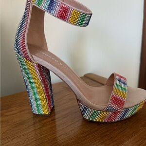 Madden Girl Rainbow Sequin-sparkly Heels, size 7
